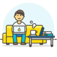un cliente real en su sofa